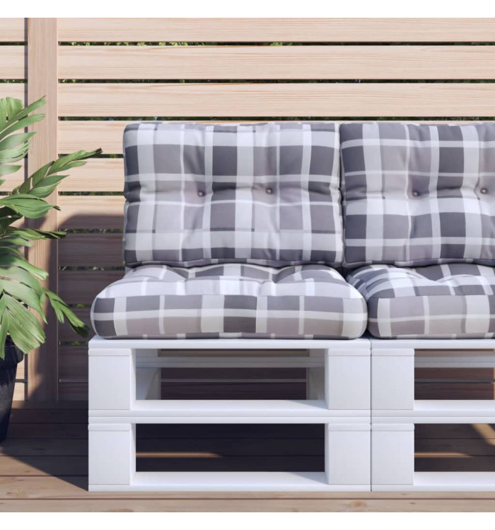 Coussins de palette lot de 2 motif à carreaux gris tissu | Mobilier & Déco