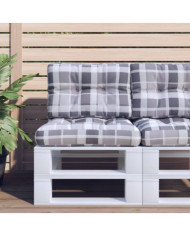 Coussins de palette lot de 2 motif à carreaux gris tissu | Mobilier & Déco