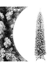 Sapin de Noël artificiel mince flocon de neige vert 240 cm PVC | Mobilier & Déco