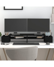 Support de moniteur Noir 100x27,5x15 cm Bois de pin solide | Mobilier & Déco