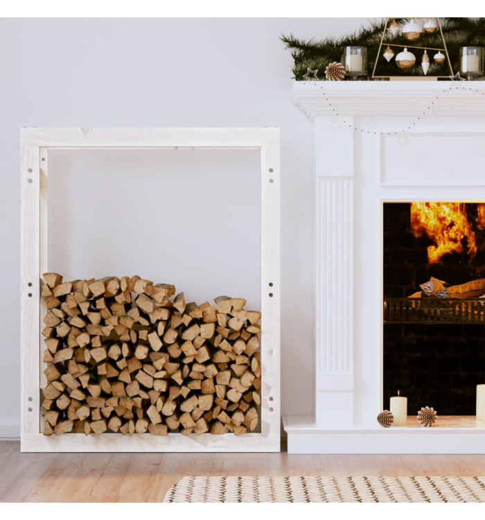 Support pour bois de chauffage Blanc 80x25x100 cm Bois de pin | Mobilier & Déco
