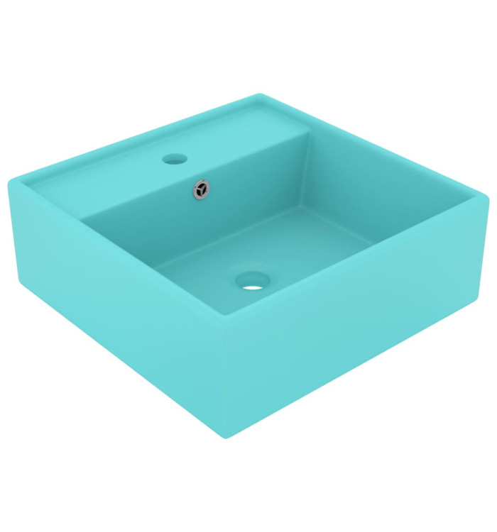 Lavabo carré à trop-plein Vert clair mat 41x41 cm Céramique | Mobilier & Déco