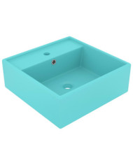 Lavabo carré à trop-plein Vert clair mat 41x41 cm Céramique | Mobilier & Déco
