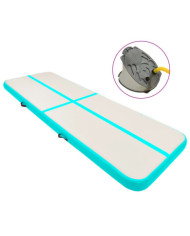 Tapis gonflable de gymnastique avec pompe 400x100x20cm PVC Vert | Mobilier & Déco
