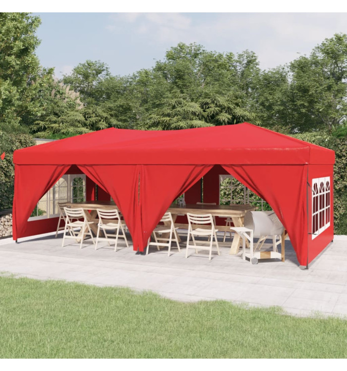 Tente de réception pliable avec parois Rouge 3x6 m | Mobilier & Déco