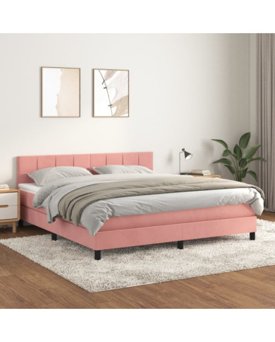 Sommier à lattes de lit avec matelas Rose 180x200 cm Velours | Mobilier & Déco