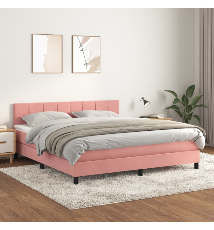 Sommier à lattes de lit avec matelas Rose 180x200 cm Velours | Mobilier & Déco