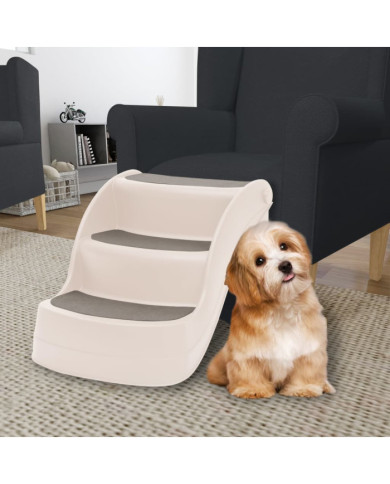 Escalier pliable 3 marches pour chien Crème 50x38x38 cm | Mobilier & Déco