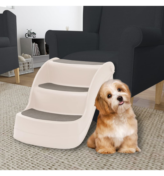 Escalier pliable 3 marches pour chien Crème 50x38x38 cm | Mobilier & Déco