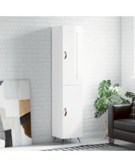 Buffet haut Blanc brillant 34,5x34x180 cm Bois d'ingénierie | Mobilier & Déco