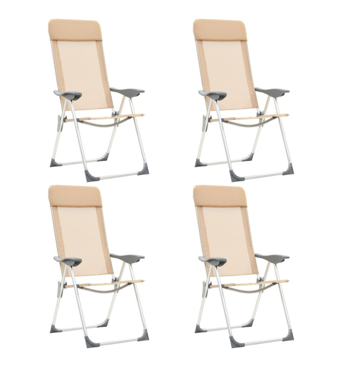 Chaises de camping pliables lot de 4 Crème Aluminium | Mobilier & Déco