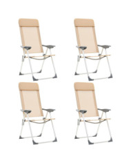 Chaises de camping pliables lot de 4 Crème Aluminium | Mobilier & Déco