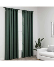 Rideaux occultants aspect lin avec crochets 2pcs Vert 140x245cm | Mobilier & Déco