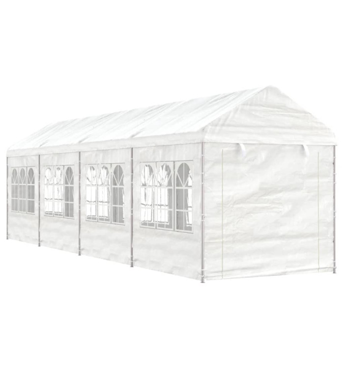 Belvédère avec toit blanc 8,92x2,28x2,69 m polyéthylène | Mobilier & Déco