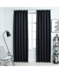Rideaux occultants avec crochets 2 pcs Anthracite 140x245 cm | Mobilier & Déco