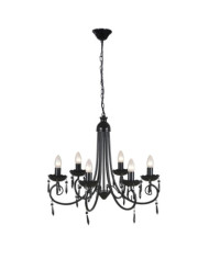 Lustre suspendu Noir 6 douilles d'ampoule | Mobilier & Déco