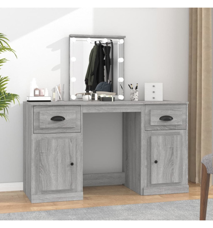 Coiffeuse avec LED sonoma gris 130x50x132,5 cm | Mobilier & Déco