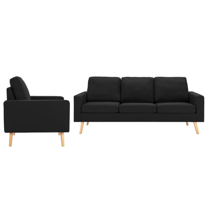 Ensemble de canapés 2 pcs Tissu Noir | Mobilier & Déco