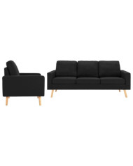 Ensemble de canapés 2 pcs Tissu Noir | Mobilier & Déco