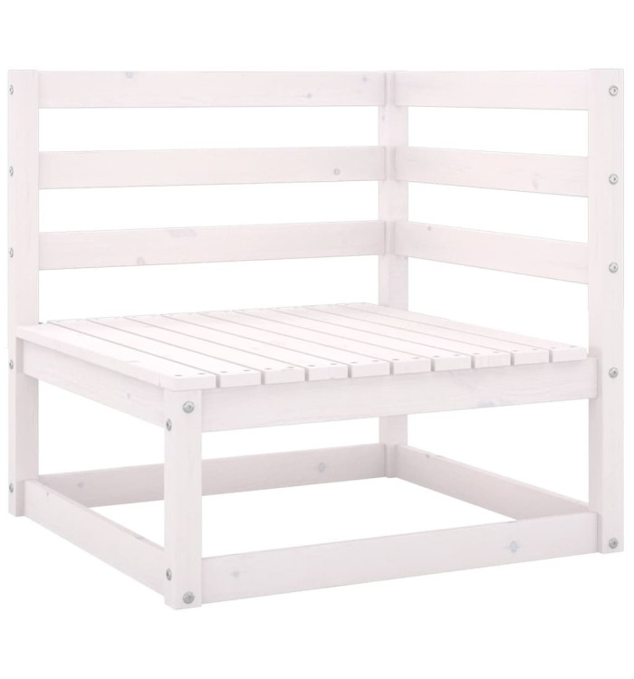 Canapé d'angle de jardin blanc bois de pin massif | Mobilier & Déco