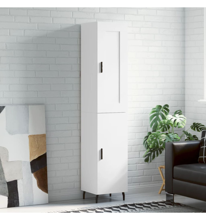 Buffet haut Blanc 34,5x34x180 cm Bois d'ingénierie | Mobilier & Déco
