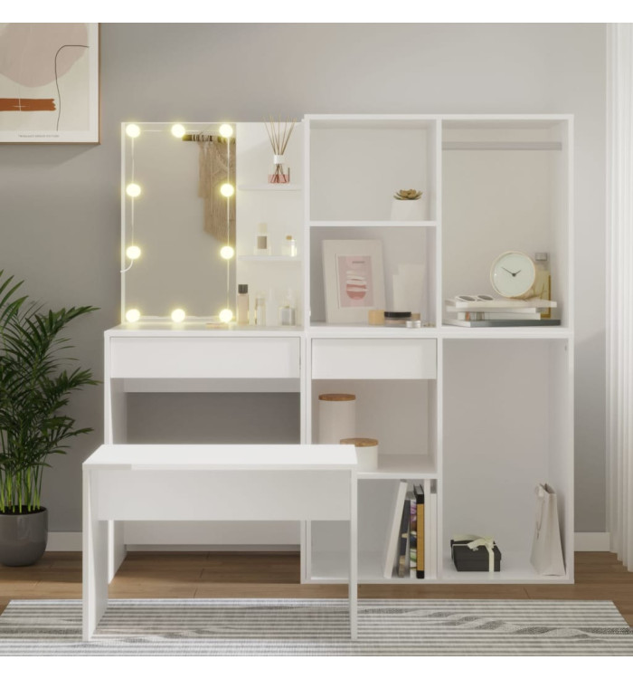 Ensemble de coiffeuse avec LED Blanc Bois d'ingénierie | Mobilier & Déco
