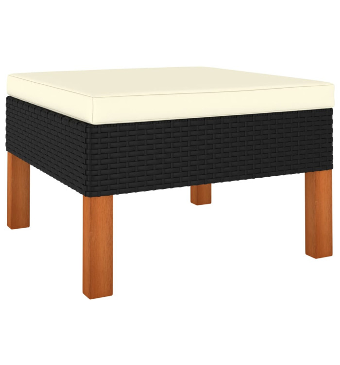 Repose-pied Résine tressée et bois d'eucalyptus massif | Mobilier & Déco