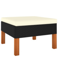 Repose-pied Résine tressée et bois d'eucalyptus massif | Mobilier & Déco