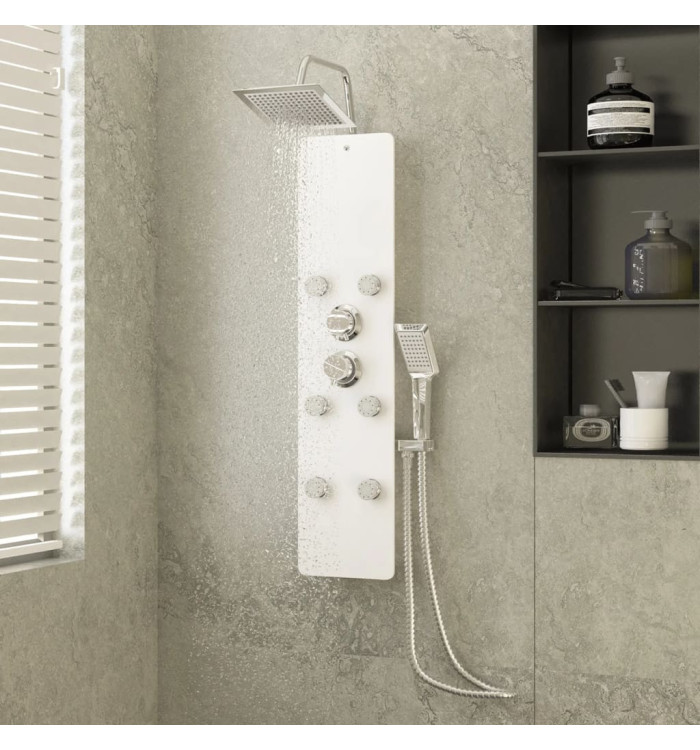 Panneau de douche Verre 25x47,5x130 cm Blanc | Mobilier & Déco