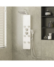 Panneau de douche Verre 25x47,5x130 cm Blanc | Mobilier & Déco