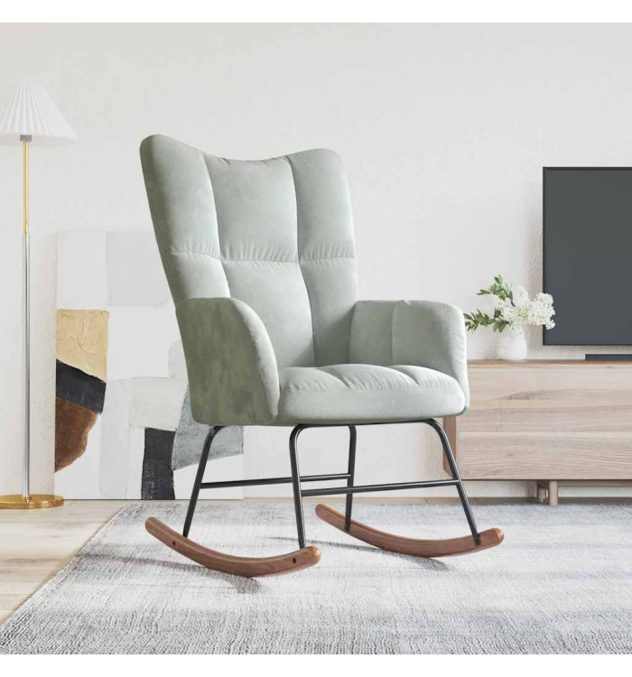 Chaise à bascule Gris clair Velours | Mobilier & Déco