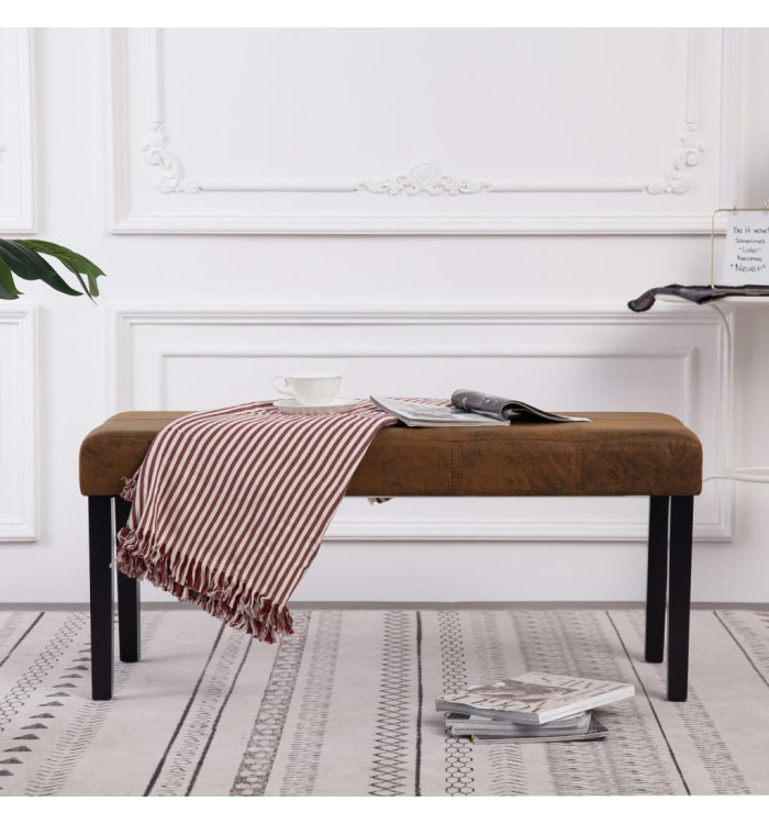 Banc 106 cm Marron Similicuir daim | Mobilier & Déco