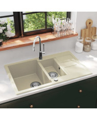 Évier de cuisine Granit Double lavabo Beige | Mobilier & Déco