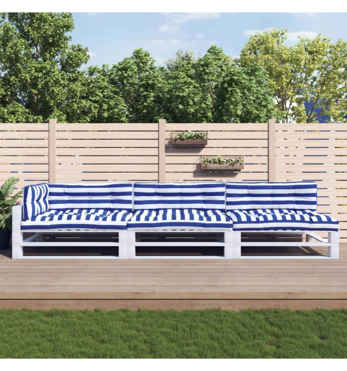 Coussins de palette lot de 7 rayures bleu et blanc tissu | Mobilier & Déco