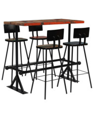 Mobilier de bar 5 pcs Bois de récupération massif Multicolore | Mobilier & Déco