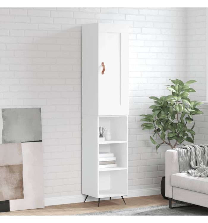 Buffet haut Blanc 34,5x34x180 cm Bois d'ingénierie | Mobilier & Déco