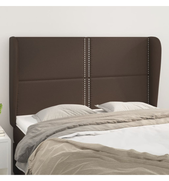 Tête de lit avec oreilles Marron 147x23x118/128 cm Similicuir | Mobilier & Déco