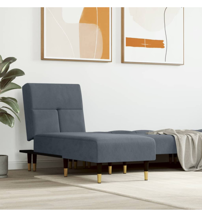 Chaise longue gris foncé velours | Mobilier & Déco