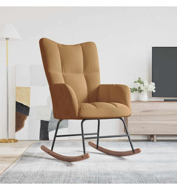 Chaise à bascule Marron Velours | Mobilier & Déco