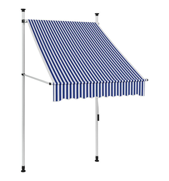 Auvent rétractable manuel 100 cm Rayures bleues et blanches | Mobilier & Déco