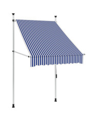 Auvent rétractable manuel 100 cm Rayures bleues et blanches | Mobilier & Déco