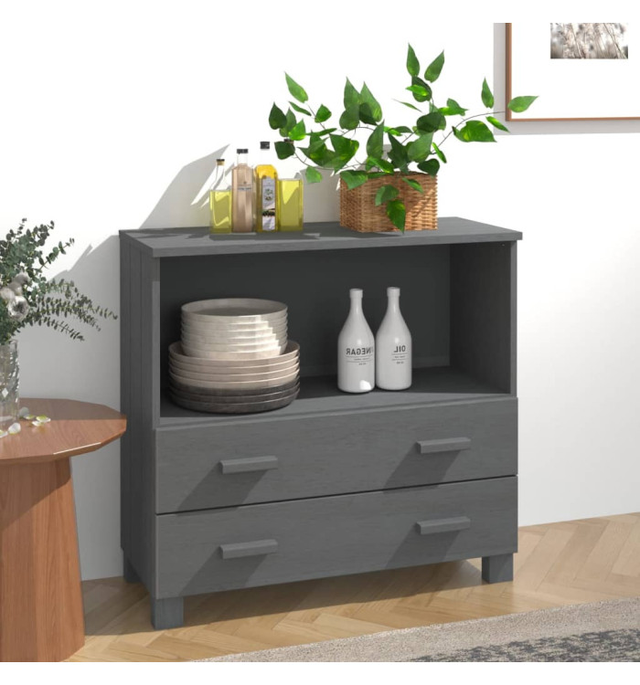 Buffet HAMAR Gris foncé 85x35x80 cm Bois massif de pin | Mobilier & Déco