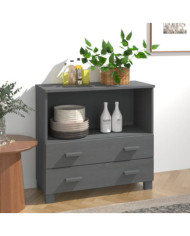 Buffet HAMAR Gris foncé 85x35x80 cm Bois massif de pin | Mobilier & Déco