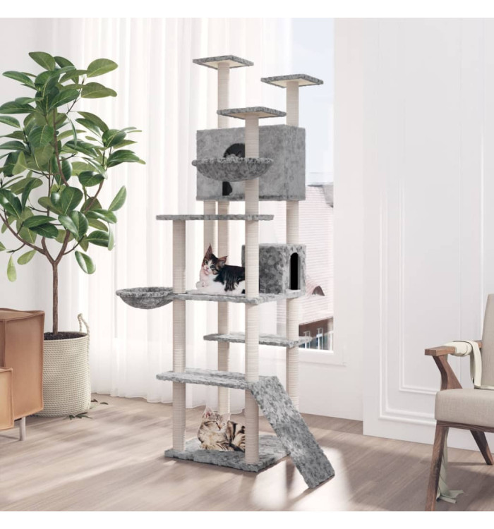 Arbre à chat avec griffoirs en sisal Gris clair 191 cm | Mobilier & Déco