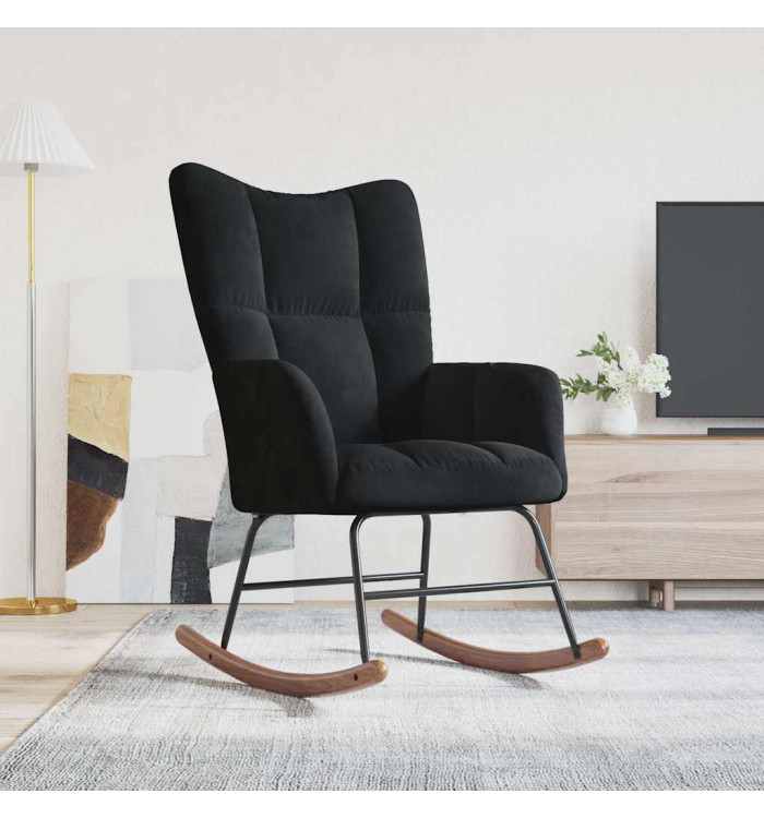Chaise à bascule Noir Velours | Mobilier & Déco