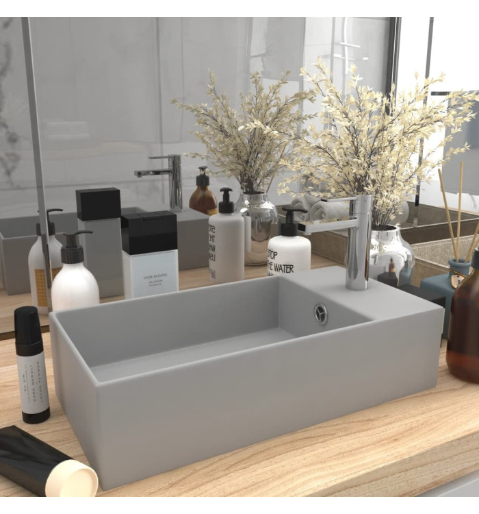 Lavabo de salle de bain avec trop-plein Céramique Gris clair | Mobilier & Déco