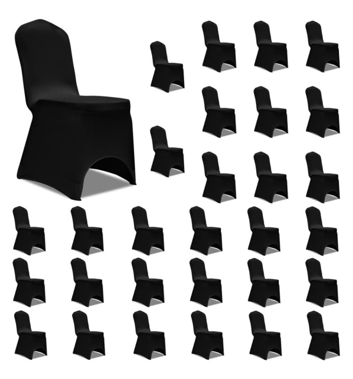 Housses élastiques de chaise Noir 30 pcs | Mobilier & Déco