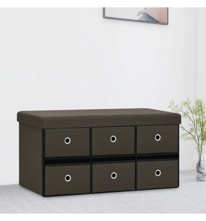 Banc de rangement pliable Marron foncé 76x38x38 cm Faux lin | Mobilier & Déco