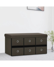 Banc de rangement pliable Marron foncé 76x38x38 cm Faux lin | Mobilier & Déco