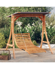 Lit balançoire et auvent bois massif d'épicéa et finition teck | Mobilier & Déco